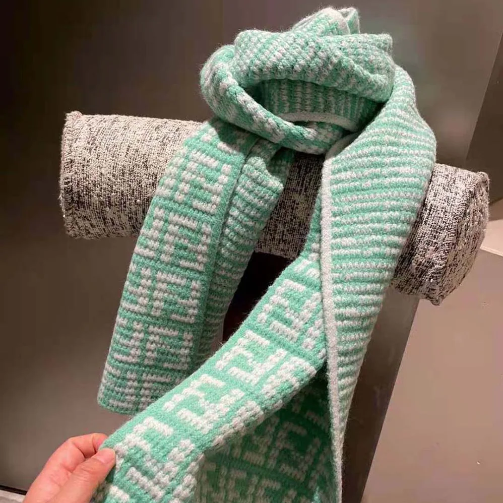 Fendi FF Scarf Mint Green Cashmere Scarf for Women