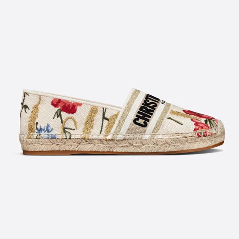 Dior Granville Espadrille Multicolor Cotton with Dior Hibiscus Embroidery for Women Dior Granville Espadrille Multicolor Cotton with Dior Hibiscus Embroidery for Women