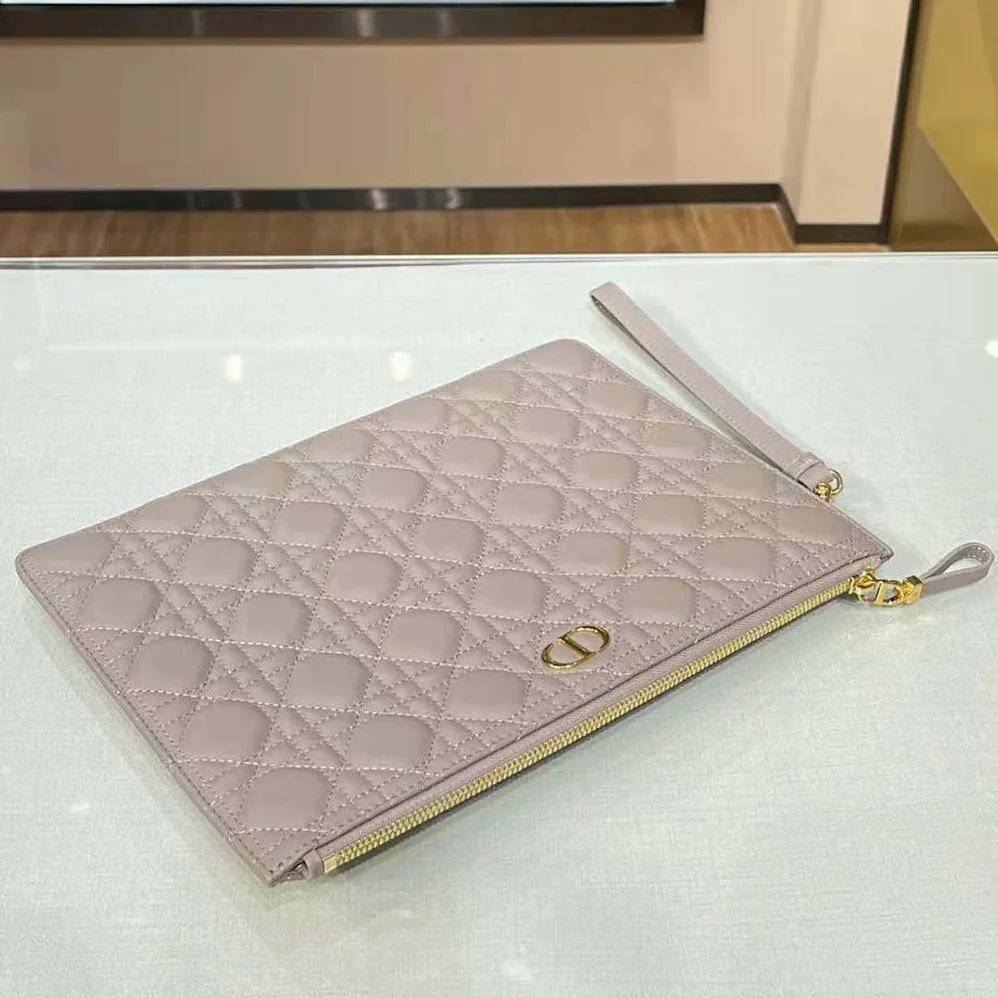 Dior Large Dior Caro Daily Pouch Cannage Calfskin for Women in Sandy