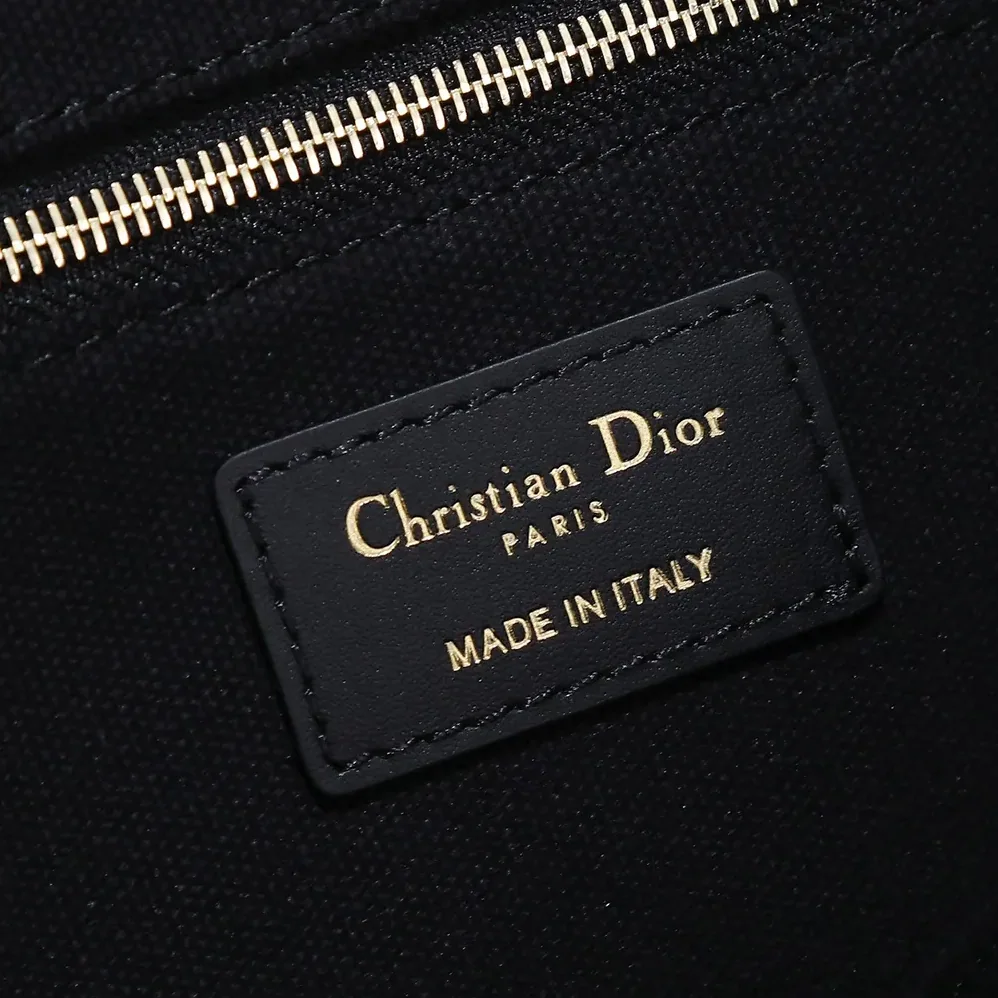 Dior Medium Dior Book Tote Latte and Black Dior Zodiac Embroidery with Black Calfskin for Women