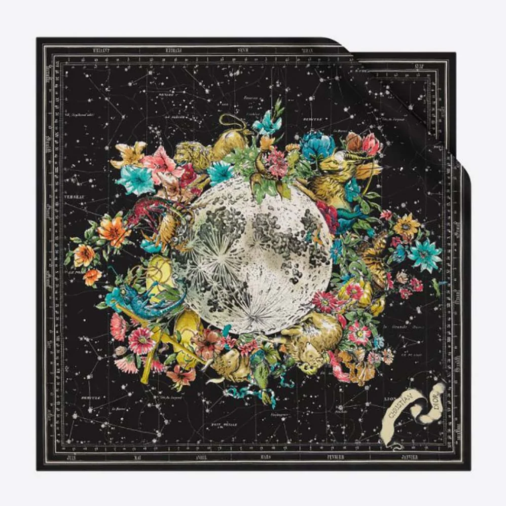 Dior Zodiac Square Scarf Navy Black Silk Twill for Women Dior Zodiac Square Scarf Navy Black Silk Twill for Women