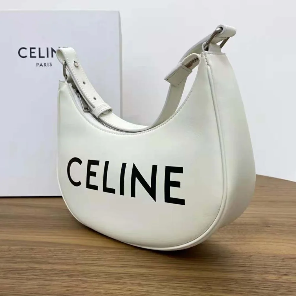 Celine Ava Bag in Smooth Calfskin with Celine Print for Women in White Celine Ava Bag in Smooth Calfskin with Celine Print for Women in White