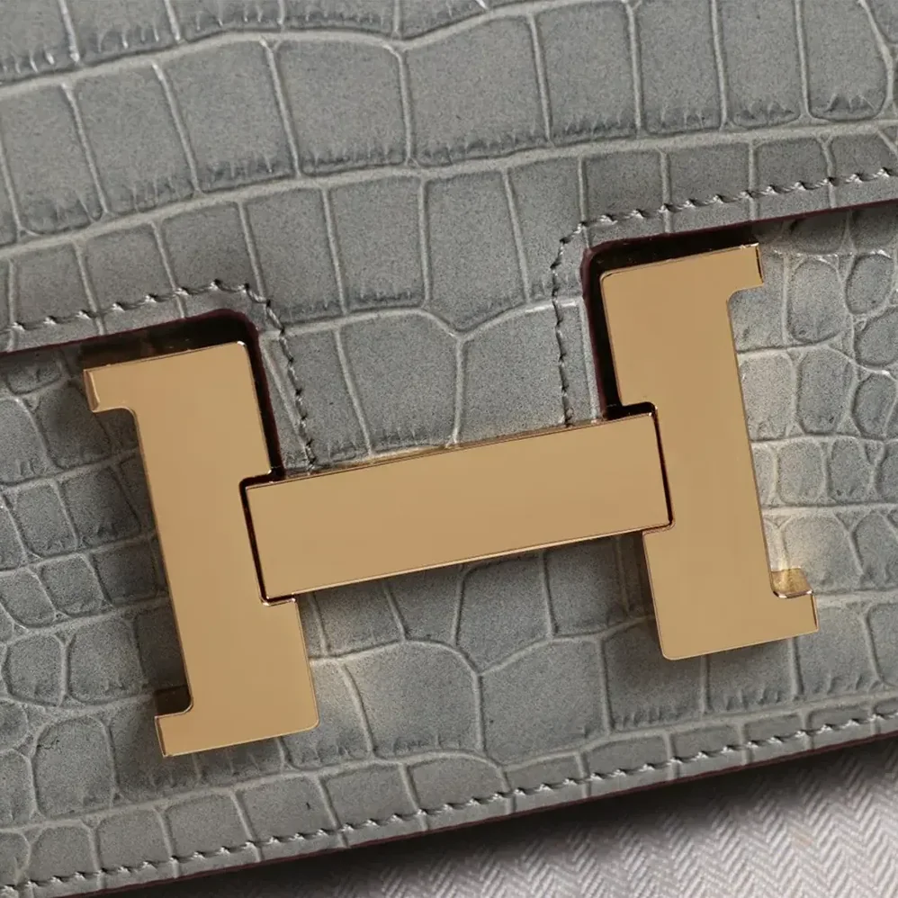 Hermes Constance 18 Matte Alligator Gris Cement for Women in Grey