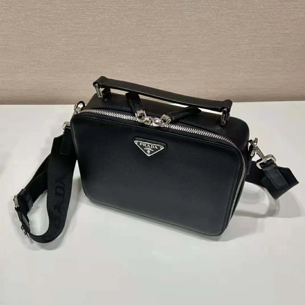 Prada Brique Saffiano Leather Bag for Men in Black Prada Brique Saffiano Leather Bag for Men in Black