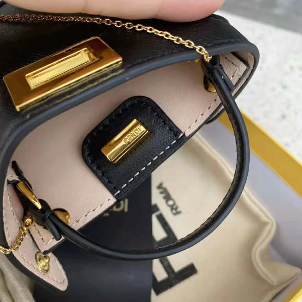 Fendi Pico Peekaboo Charm Light Nappa Leather Charm for Women in Black Fendi Pico Peekaboo Charm Light Nappa Leather Charm for Women in Black