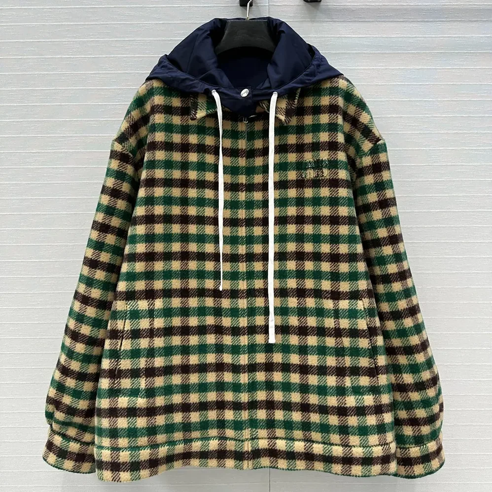 Miu Miu Gingham Check And Technical Fabric Jacket for Women