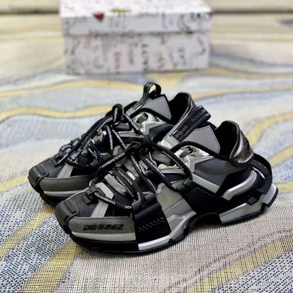 Dolce Gabbana D&G Mixed-Materials Space Sneakers for Unisex in Silver Dolce Gabbana D&G Mixed-Materials Space Sneakers for Unisex in Silver