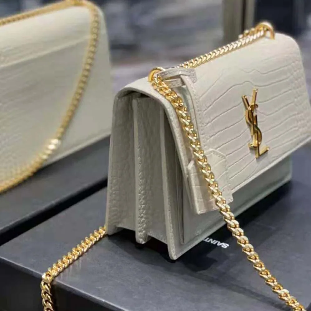 Saint Laurent YSL Sunset Medium in Crocodile for Women in Embossed Shiny Leather