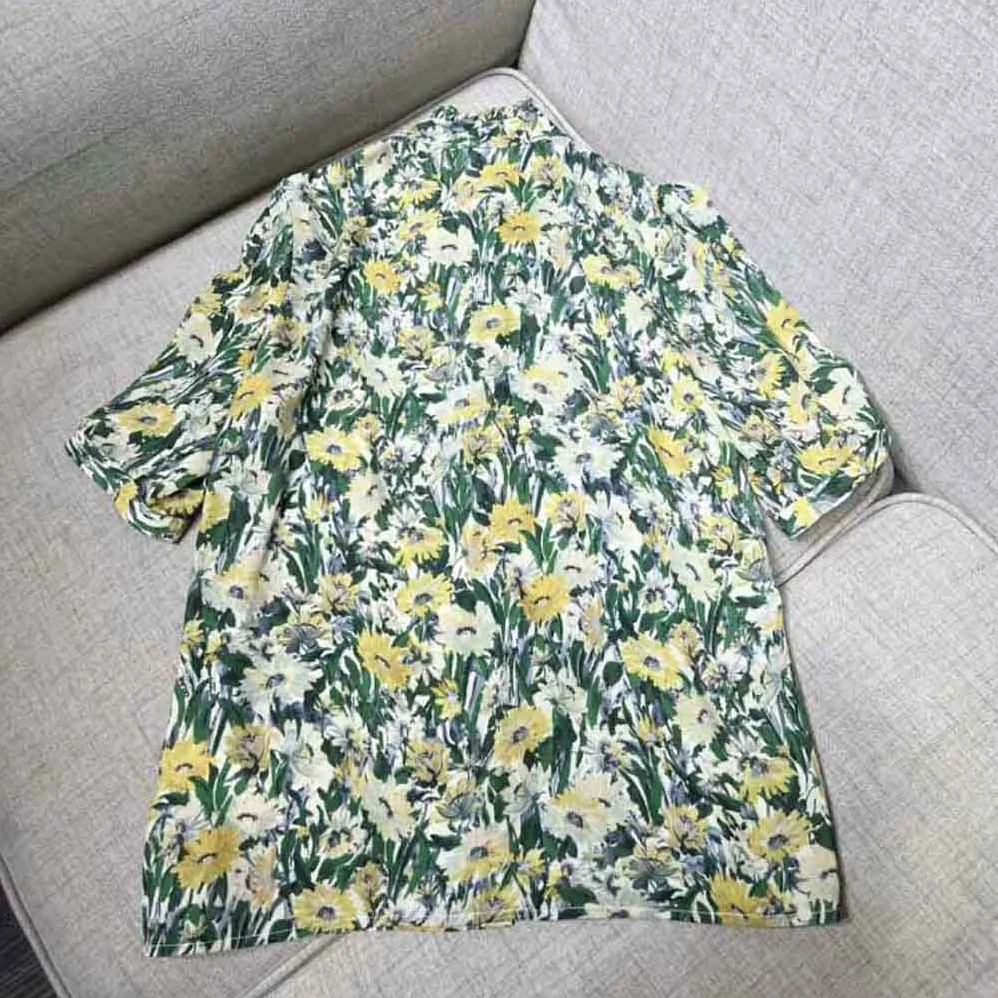 Celine Lavalliere Blouse in Paquerette Crepon for Women in Green