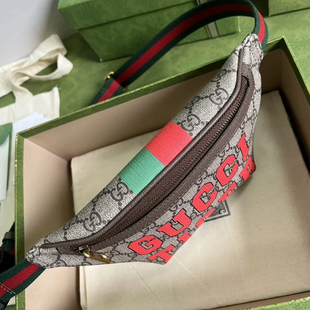 Gucci Tiger GG Belt Bag Beige And Ebony GG Supreme Canvas Gucci Tiger GG Belt Bag Beige And Ebony GG Supreme Canvas