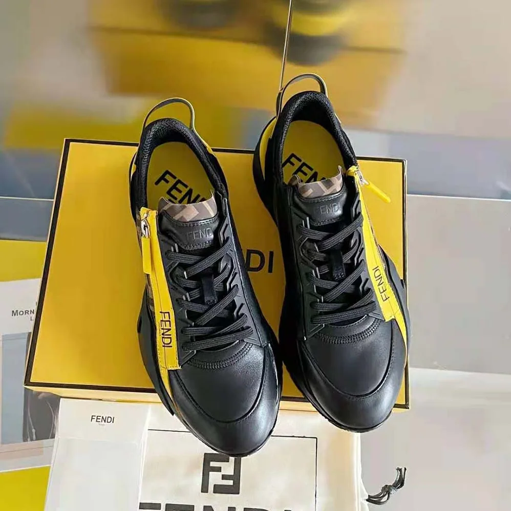 Fendi Flow Black Leather Low for Men in Tops Fendi Flow Black Leather Low for Men in Tops