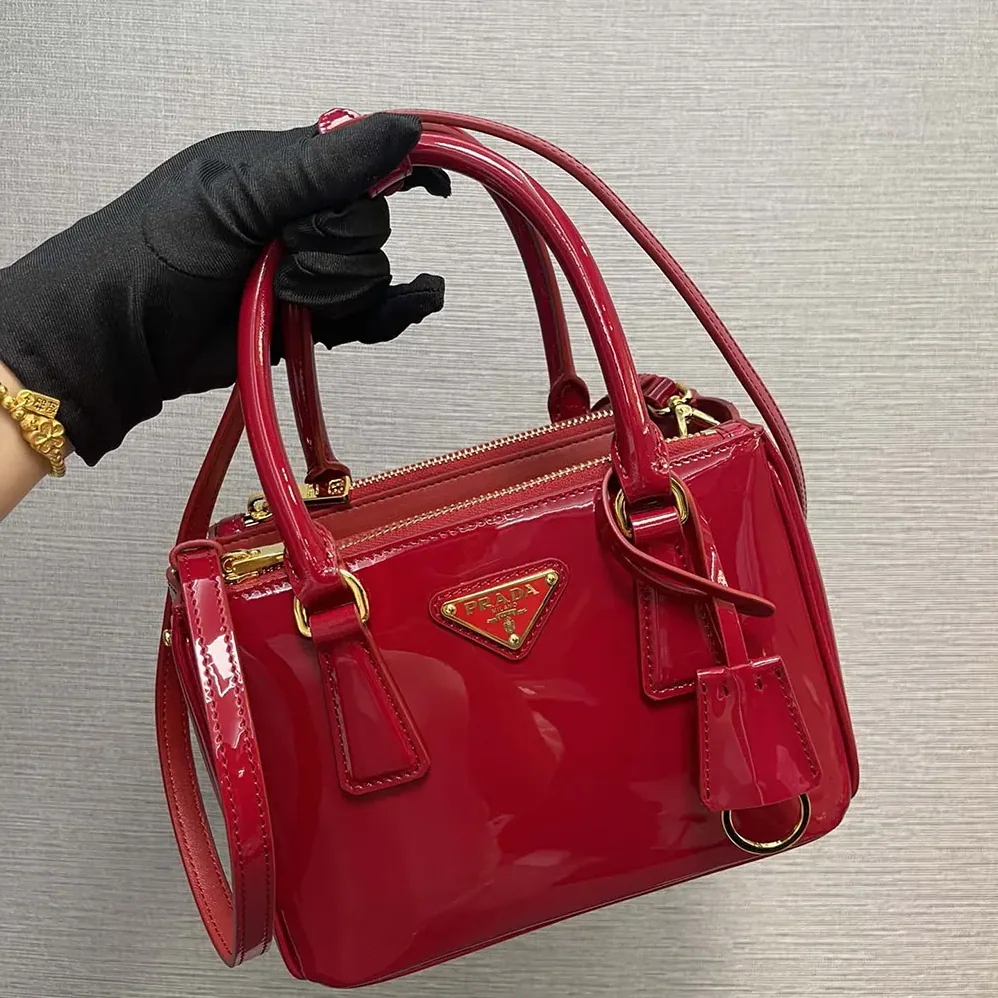Prada Prada Galleria Patent Leather Mini Bag for Women in Red Prada Prada Galleria Patent Leather Mini Bag for Women in Red