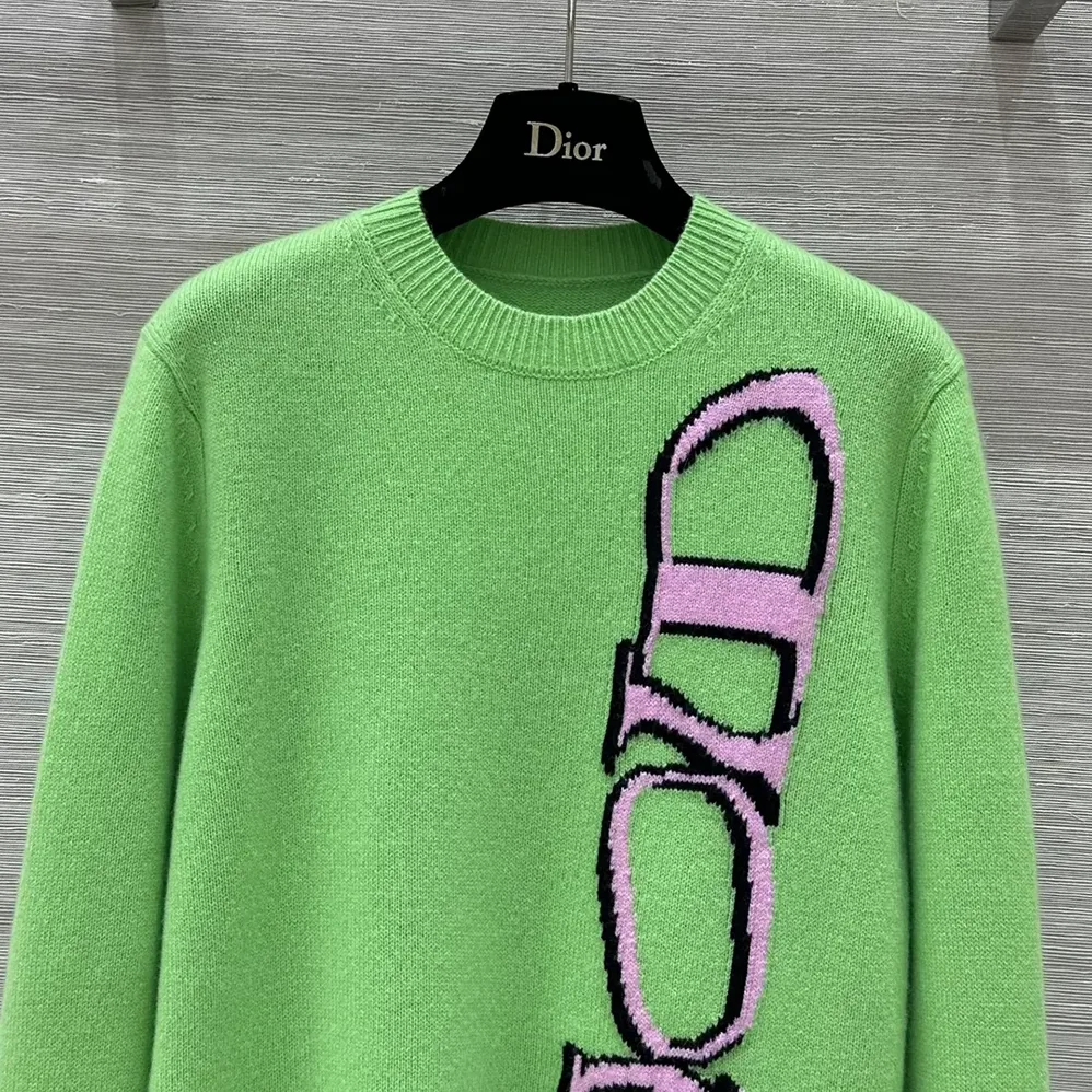 Dior DIOR AND LEWIS HAMILTON Sweater Green Virgin Wool and Cashmere Intarsia for Men