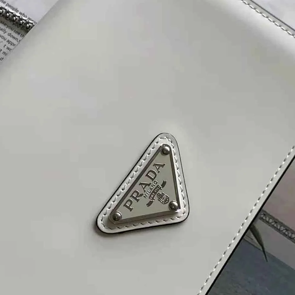 Prada Brushed Leather Shoulder Bag for Women in White