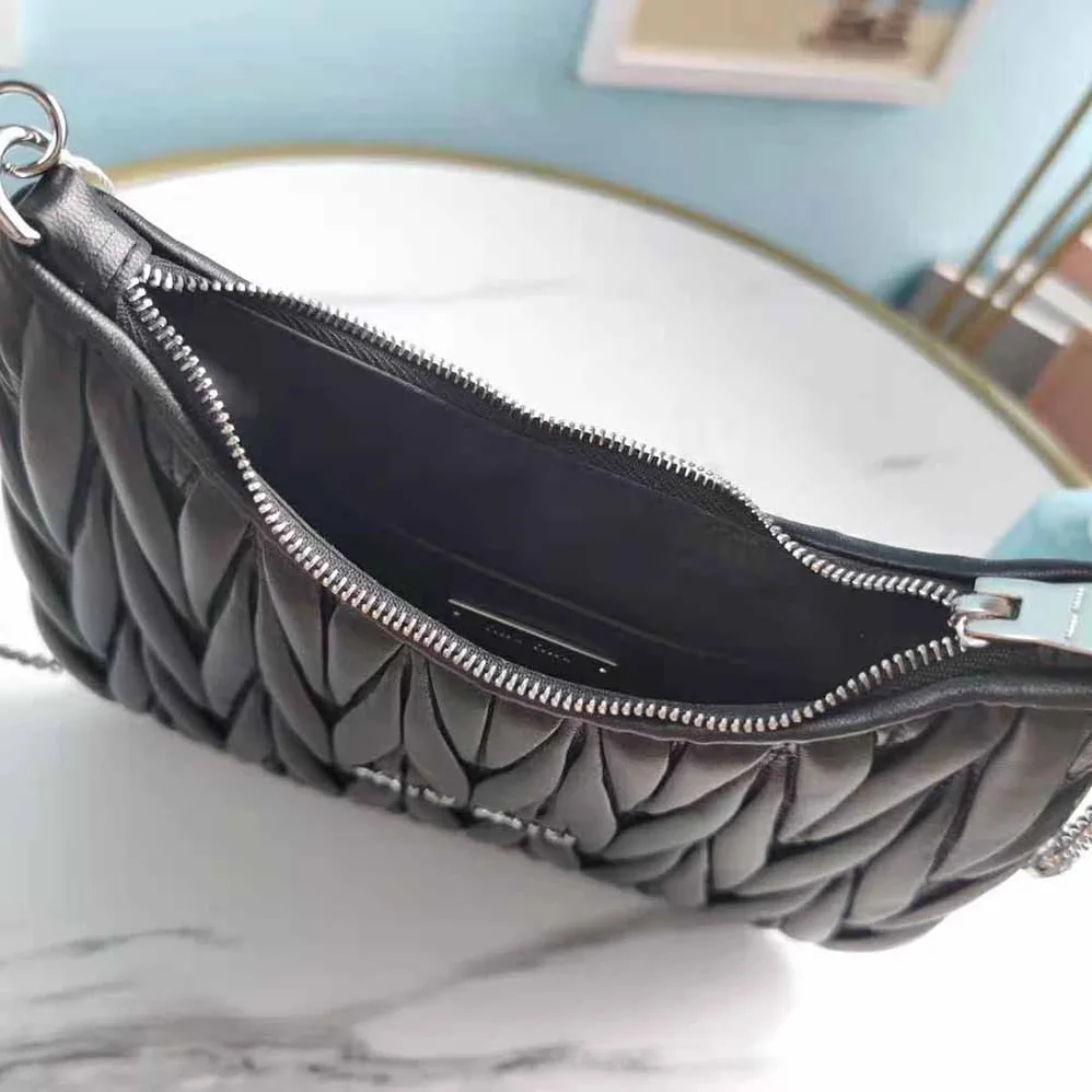 Miu Miu Small Matelassé Nappa Leather Shoulder Bag for Women in Black