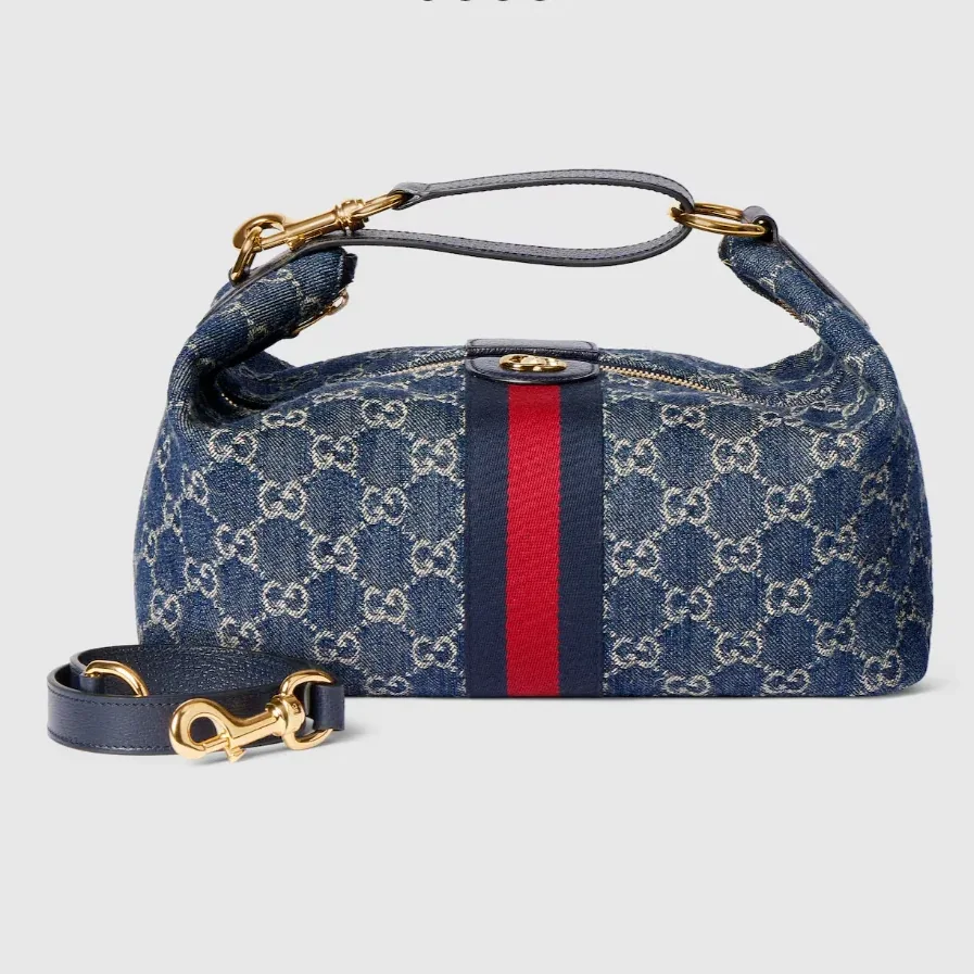 Gucci Vanity Medium Top Handle Bag / Blue/ White Light Gold Hardware Gucci Vanity Medium Top Handle Bag / Blue/ White Light Gold Hardware