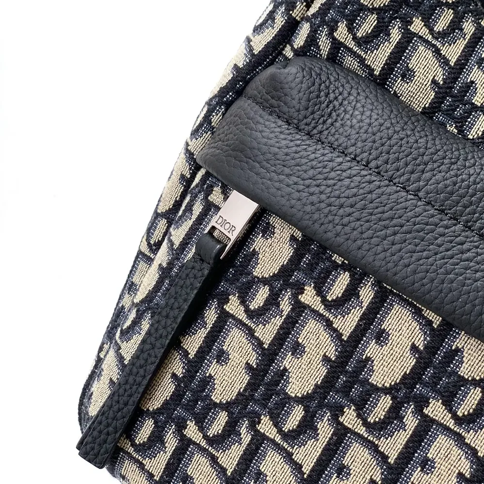 Dior Small Rider Soft Hobo Bag Beige and Black Dior Oblique Jacquard with Black Grained Calfskin for Men Dior Small Rider Soft Hobo Bag Beige and Black Dior Oblique Jacquard with Black Grained Calfskin for Men