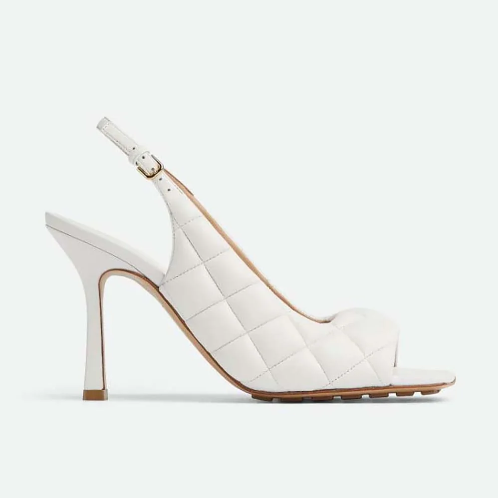 Bottega Veneta Padded Slingback Sandal in 9 cm Heel Height for Women in White
