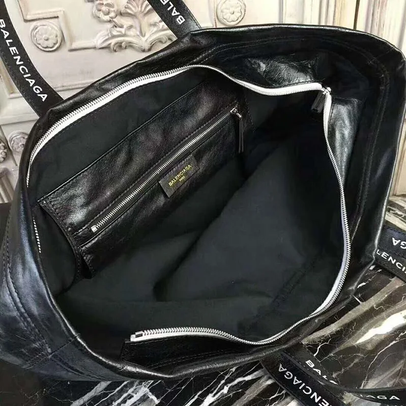 Balenciaga Large Lambskin Shopper Bag with Contrasted Logo Printed for Women