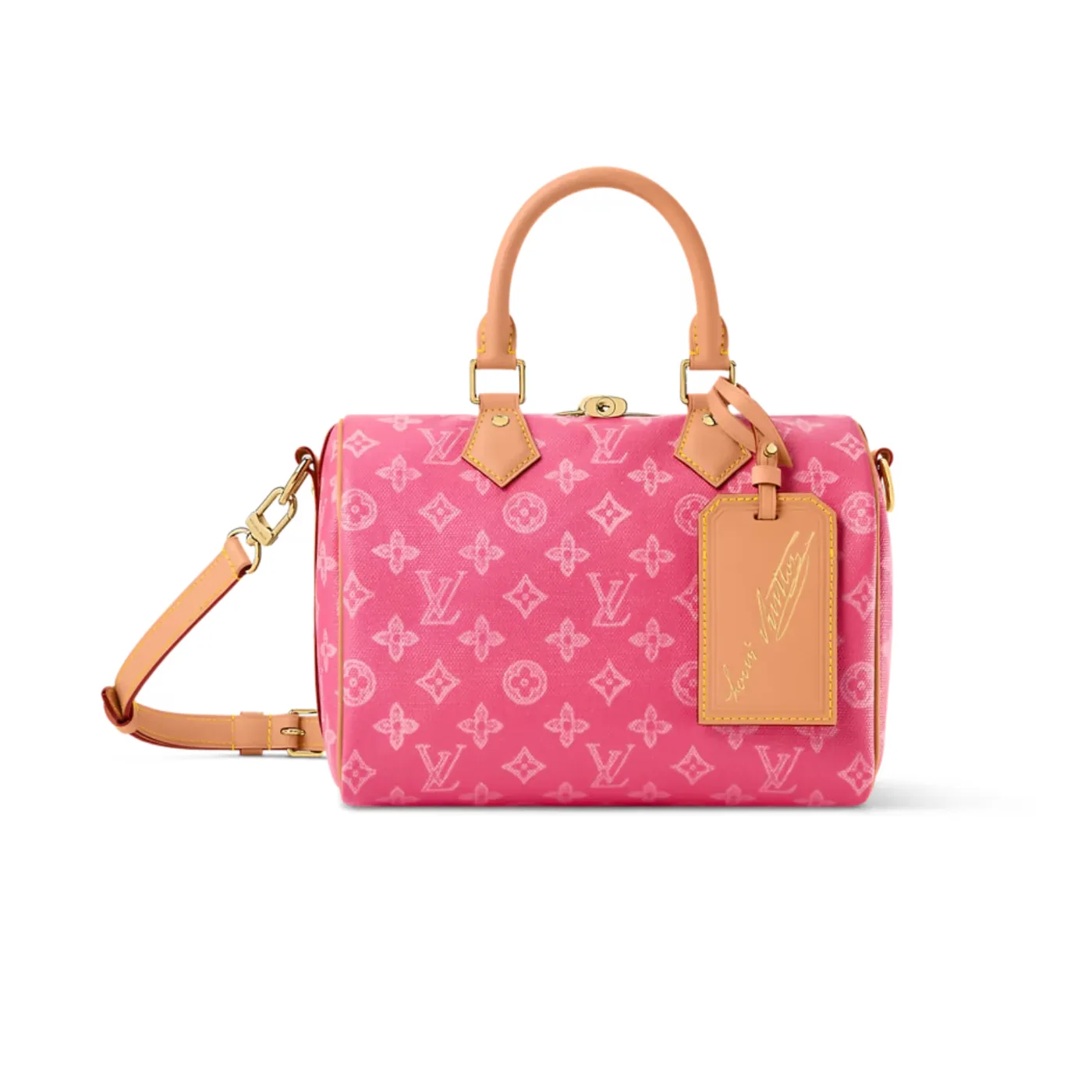 Louis Vuitton Speedy Bandouliere 25 Top Handle Bag / Monogram Origine Rose Ruban Gold Hardware
