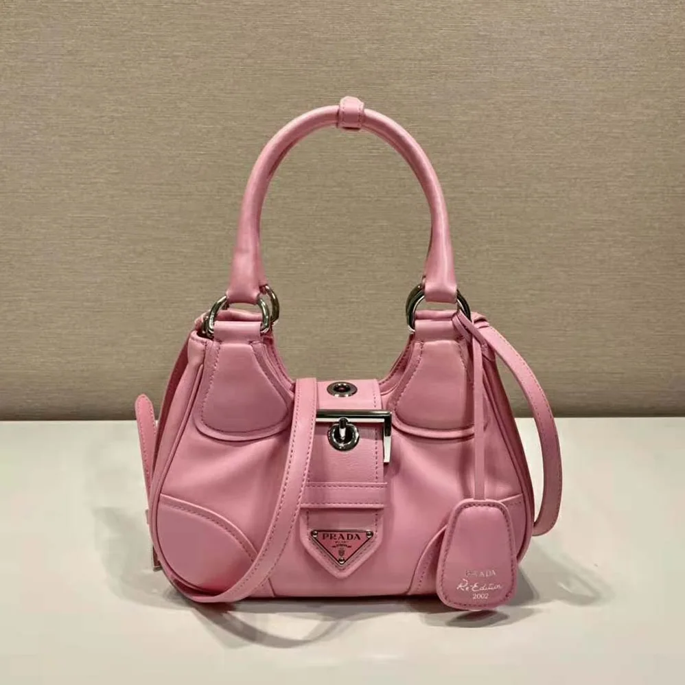 Prada Moon Re-Nylon and Leather Bag for Women in Pink Prada Moon Re-Nylon and Leather Bag for Women in Pink