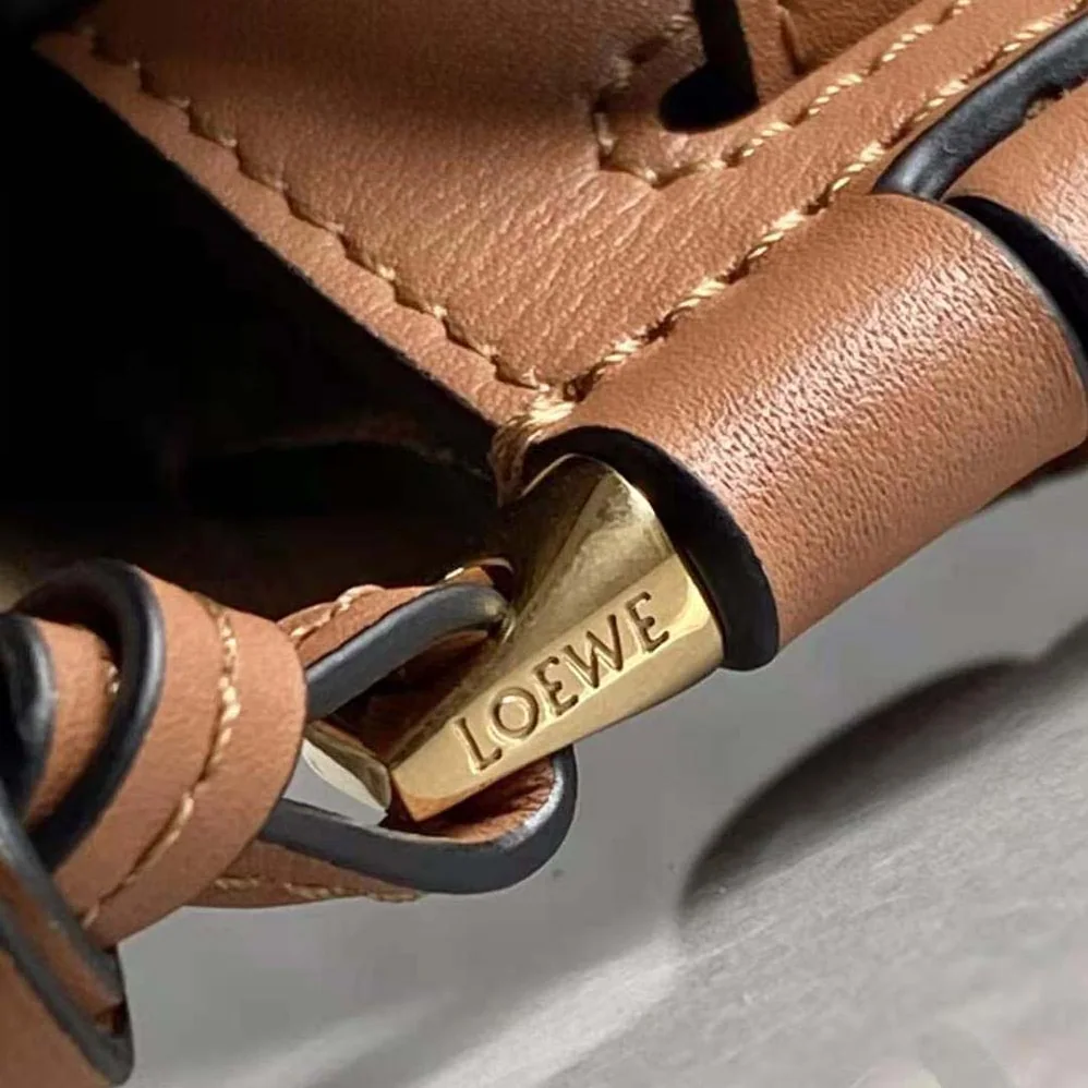 Loewe Mini Gate Dual Bag in Soft Calfskin and Jacquard for Women in Brown Loewe Mini Gate Dual Bag in Soft Calfskin and Jacquard for Women in Brown