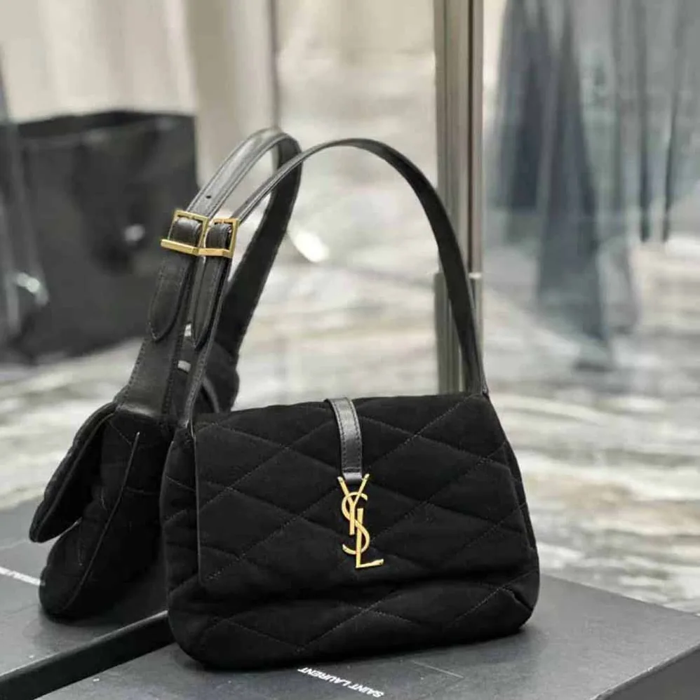 Saint Laurent YSL Le 57 Hobo Bag in Quilted Laquered Canvas and Leather for Women Saint Laurent YSL Le 57 Hobo Bag in Quilted Laquered Canvas and Leather for Women