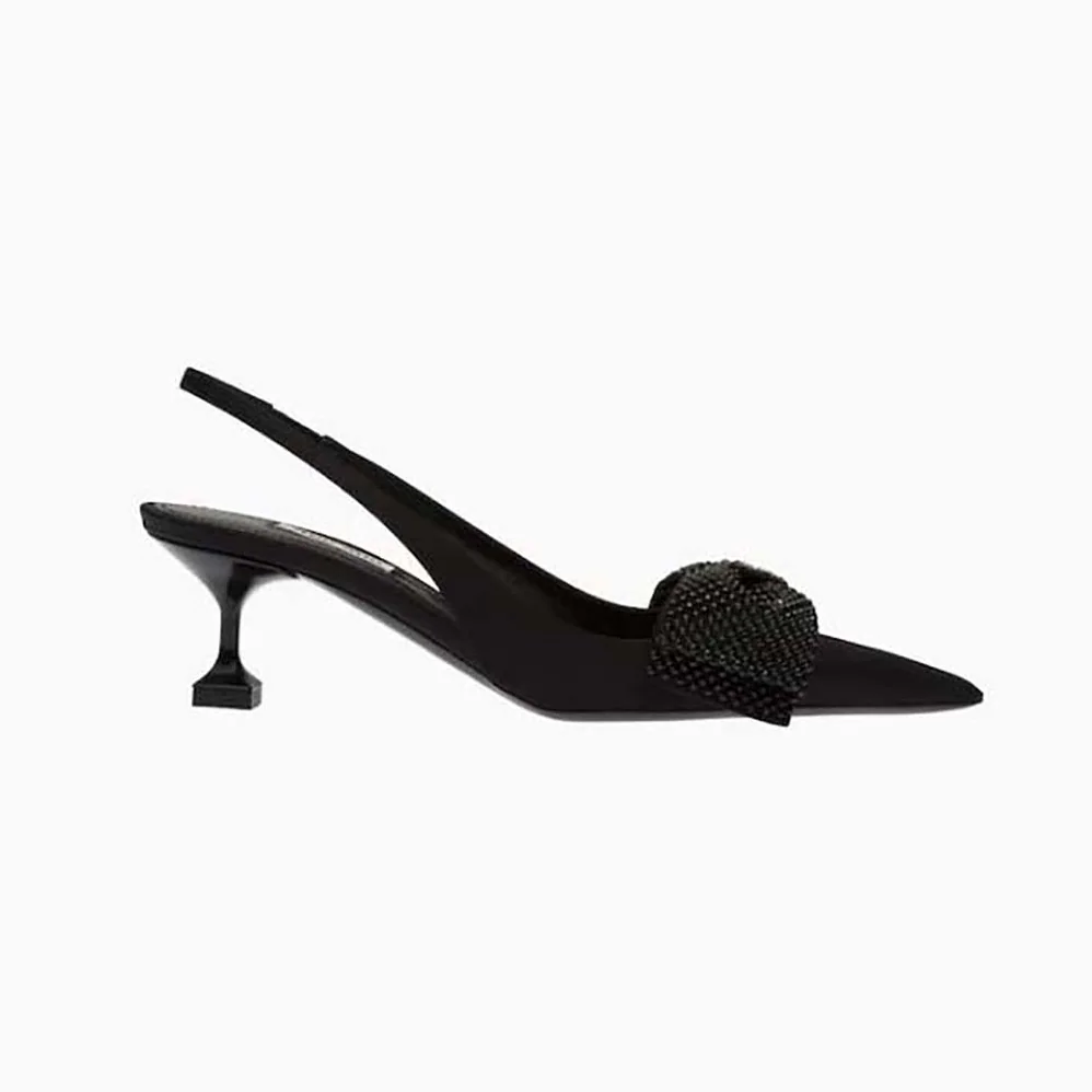 Miu Miu Satin Slingback Pumps 55 mm Heel Height for Women in Black