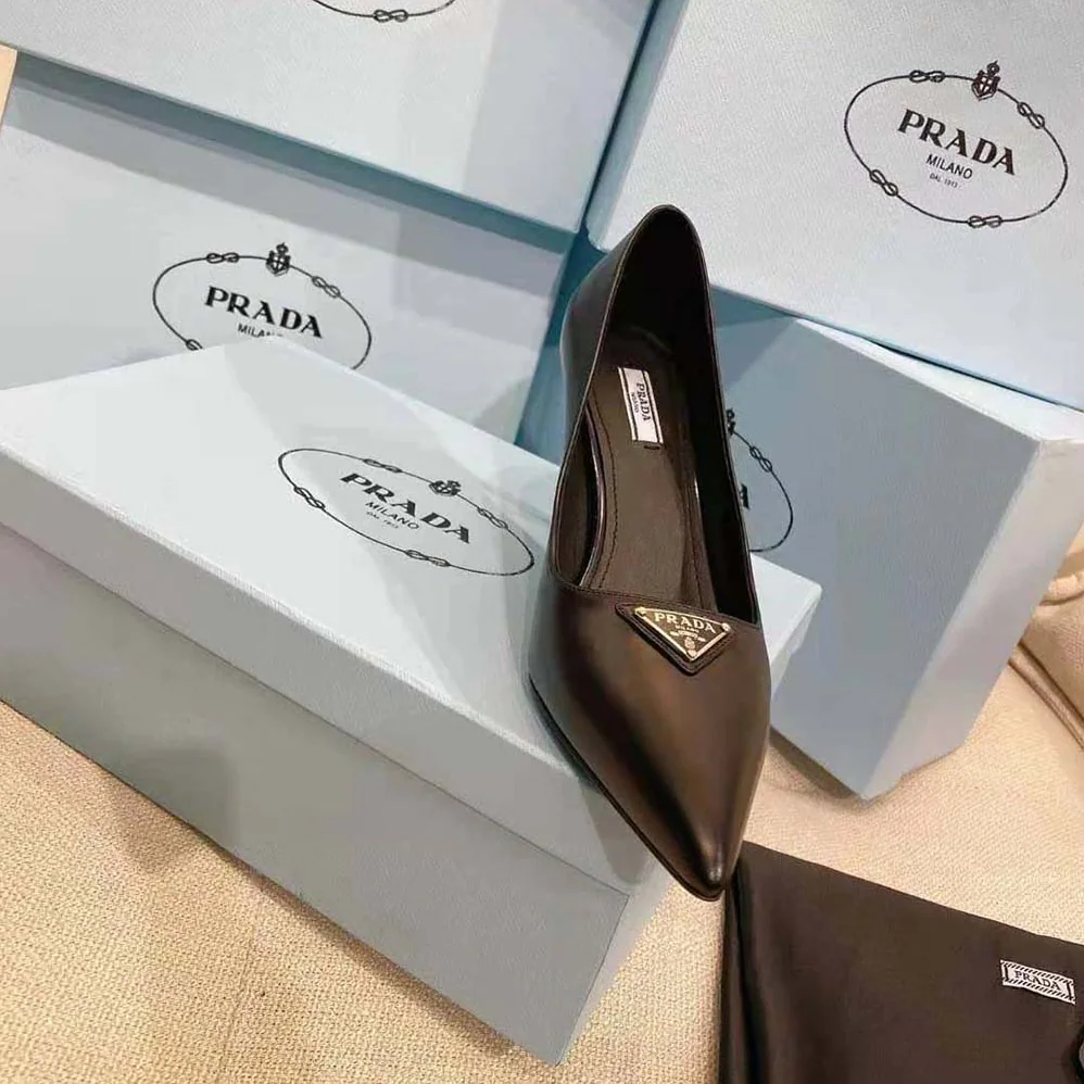 Prada Brushed Leather Pumps for Women in Black
