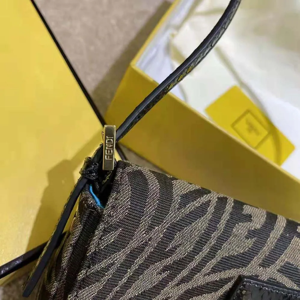 Fendi Mini Baguette 1997 Brown Jacquard FF Vertigo Bag for Women Fendi Mini Baguette 1997 Brown Jacquard FF Vertigo Bag for Women