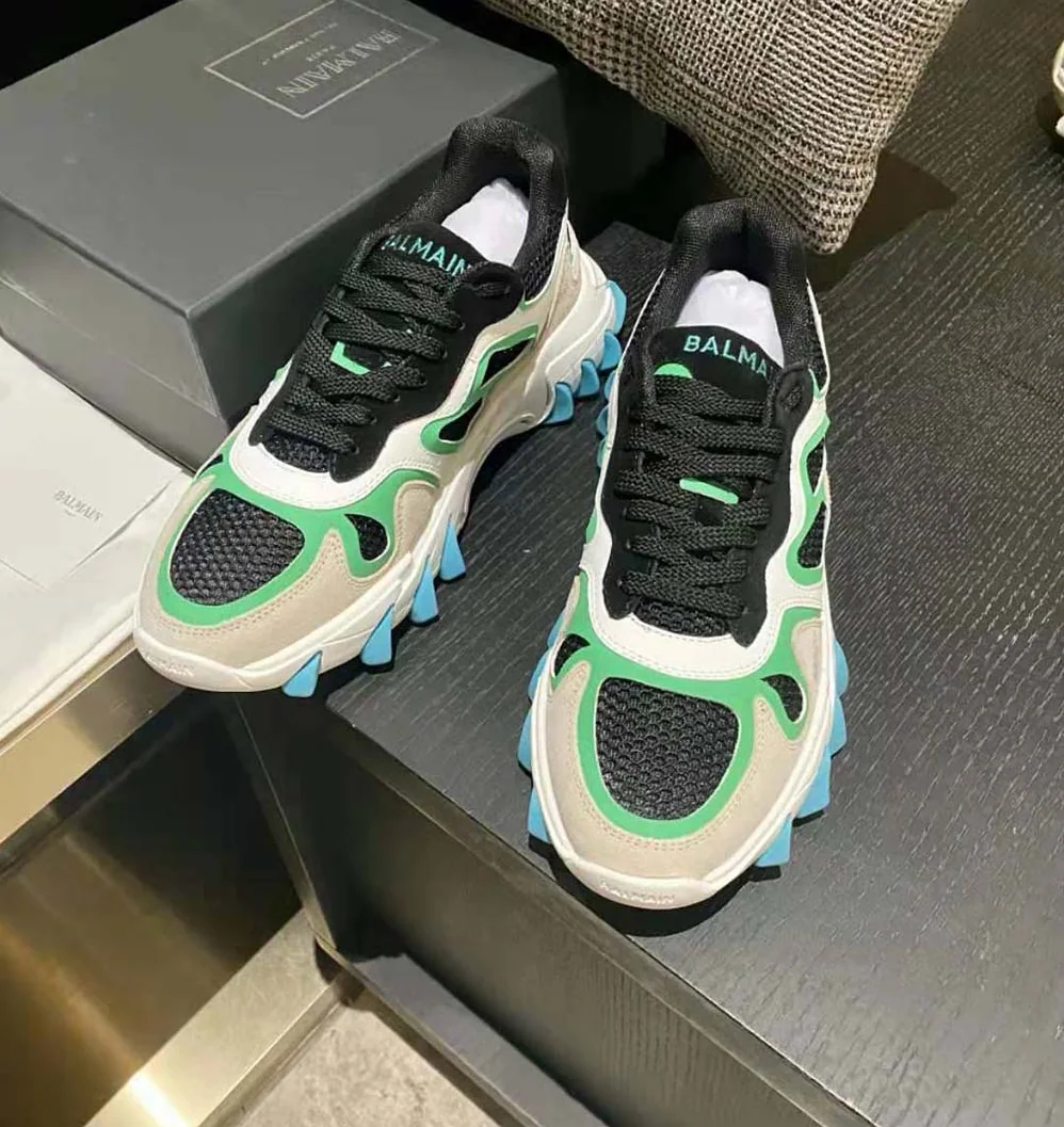 Balmain B-East Trainer in Leather Suede and Mesh for Unisex in Aqua