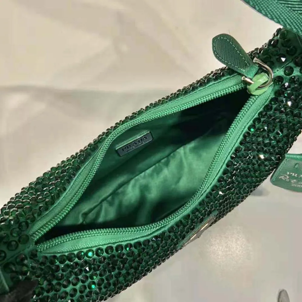 Prada Satin Mini-Bag with Crystals for Women in Green