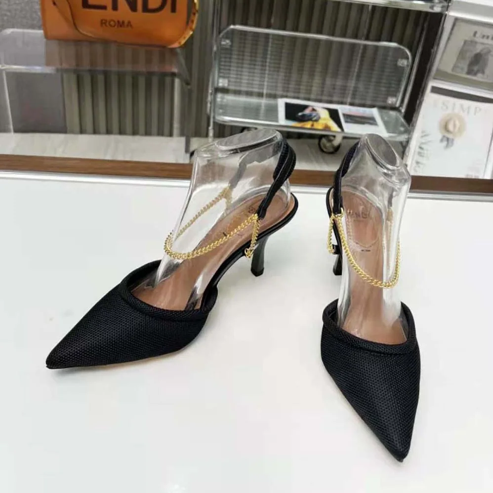 Fendi Colibrì Lite Black Mesh High for Women in heeled Slingbacks
