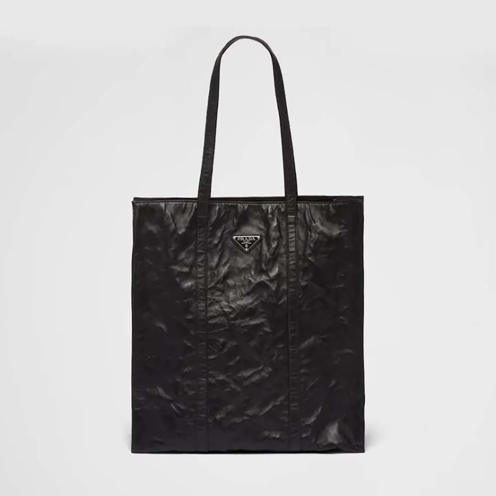Prada Medium Antiqued Nappa Leather Tote Bag for Women in Black Prada Medium Antiqued Nappa Leather Tote Bag for Women in Black