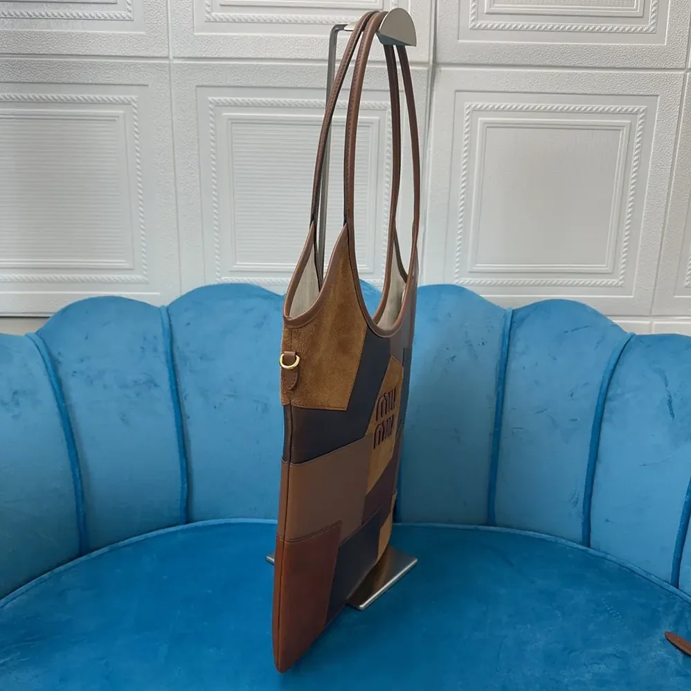 Miu Miu IVY Leather Patchwork Bag for Women in Brown Miu Miu IVY Leather Patchwork Bag for Women in Brown
