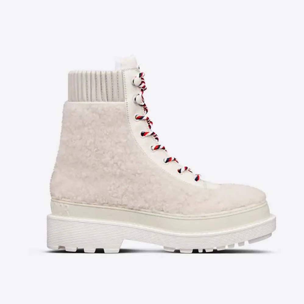 Dior Hike Ankle Boot White Calfskin and Shearling for Women Dior Hike Ankle Boot White Calfskin and Shearling for Women