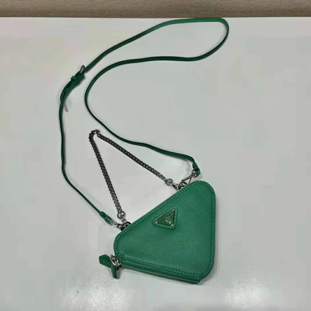 Prada Saffiano Leather Mini Pouch for Women in Green Prada Saffiano Leather Mini Pouch for Women in Green