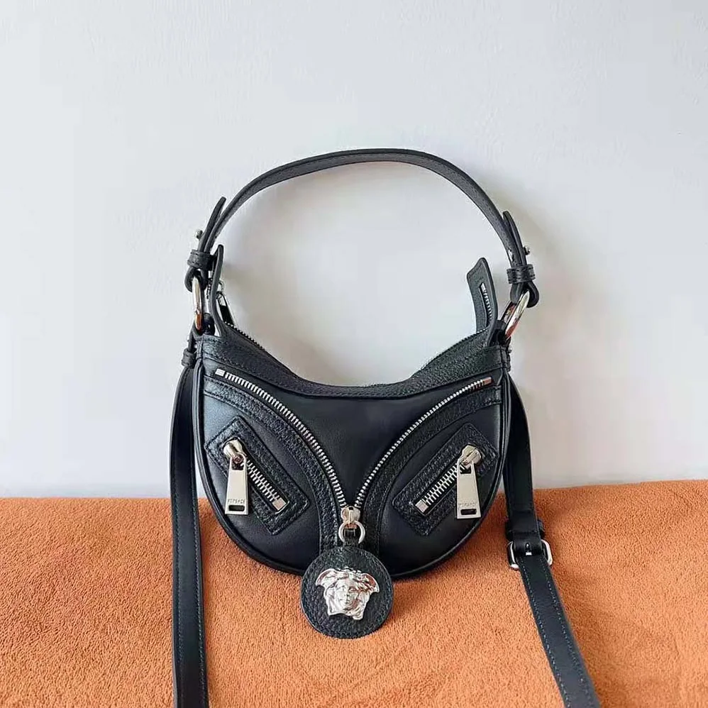 Versace Repeat Mini Hobo Bag for Women in Black
