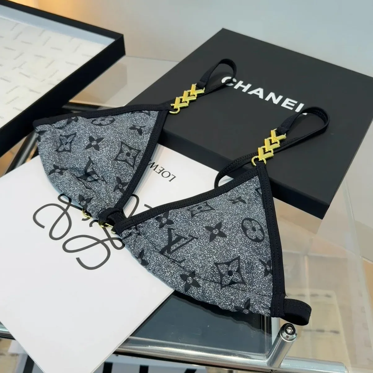 Louis Vuitton Monogram Triangle Bikini Grey Monogram Louis Vuitton Monogram Triangle Bikini Grey Monogram