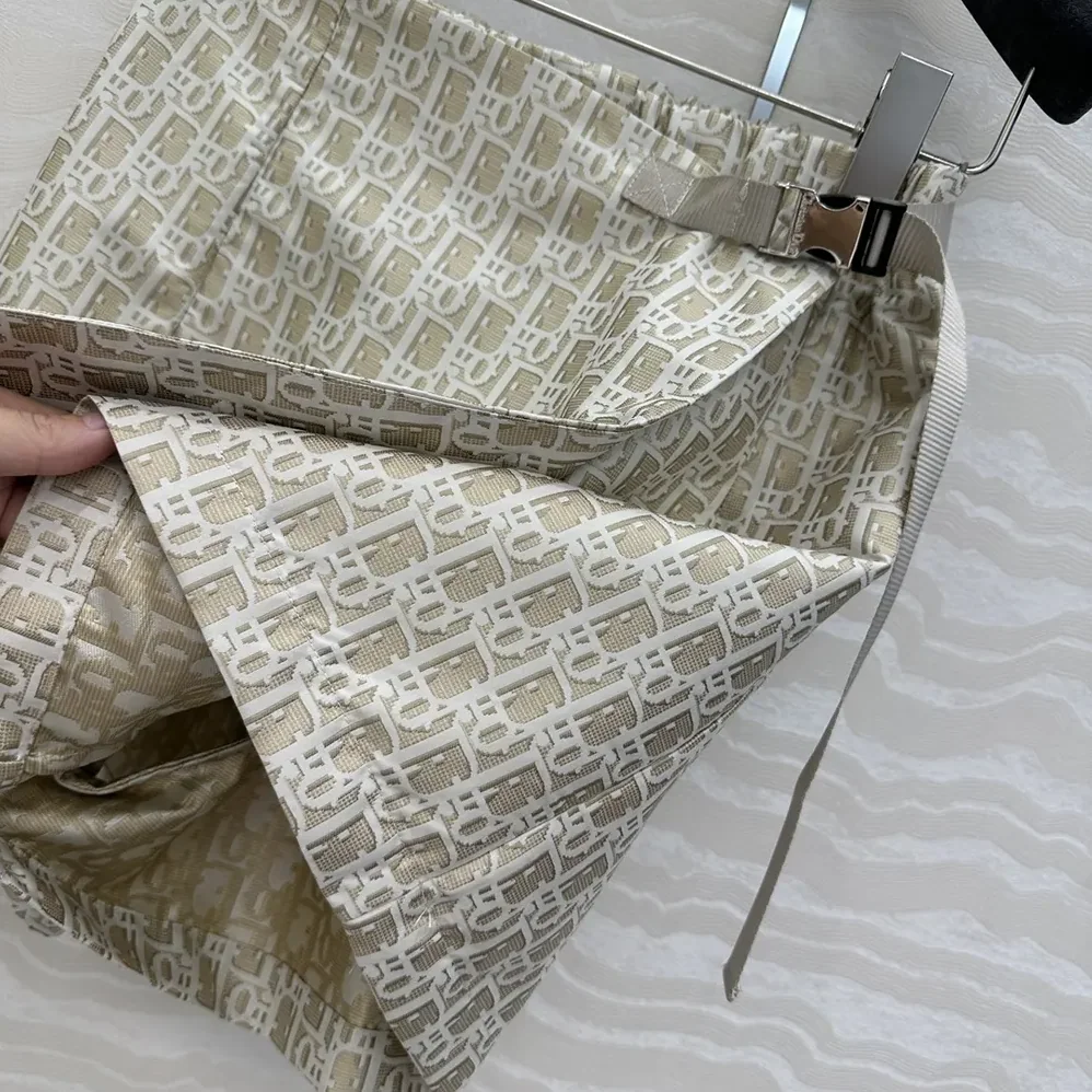 Dior Skort Beige Technical Jacquard Taffeta with Dior Oblique Motif for Women