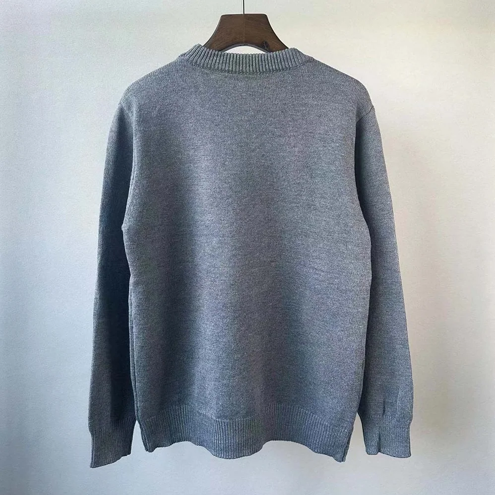 Prada Cashmere and Silk Sweater With Intarsia Logo for Women in Silver