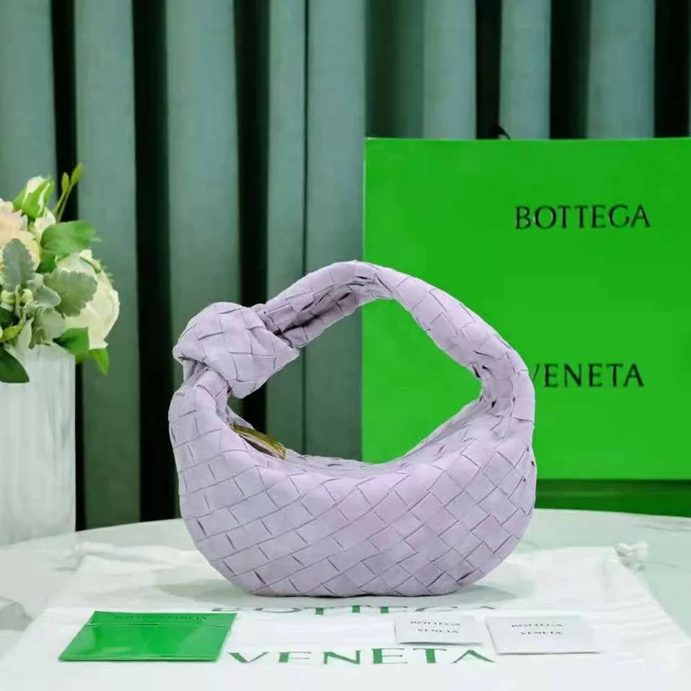 Bottega Veneta Mini Jodie Mini Intrecciato Suede Top Handle Bag for Women in Purple