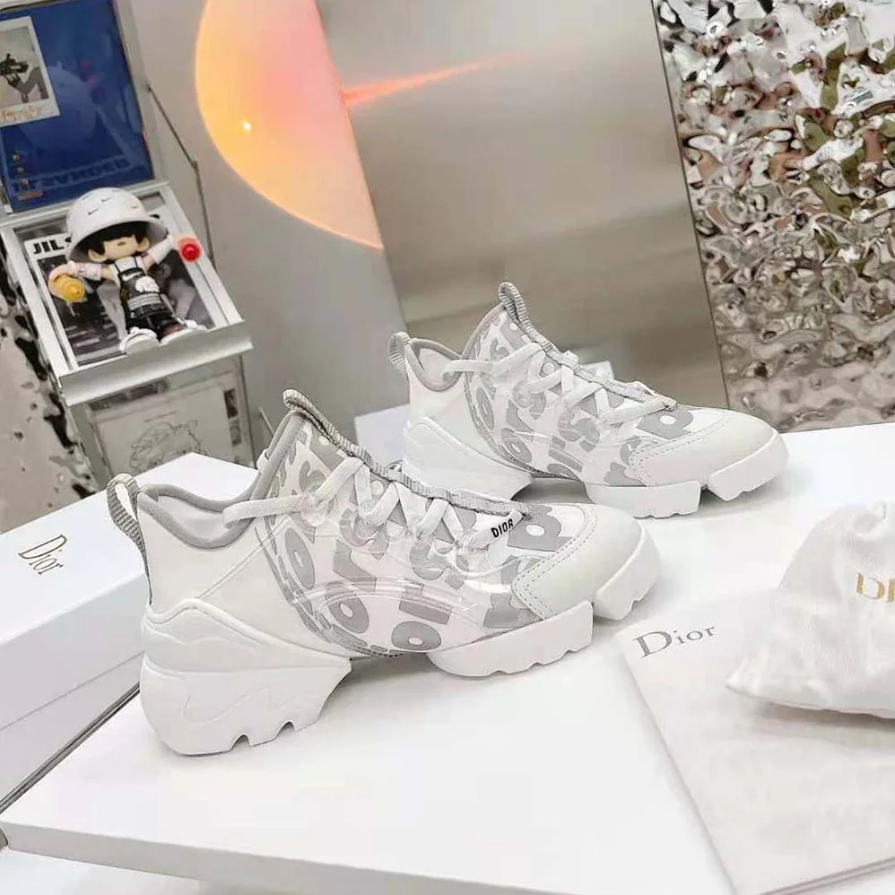 Dior D-connect Sneaker White Dior Spatial Printed Reflective Technical Fabric for Women