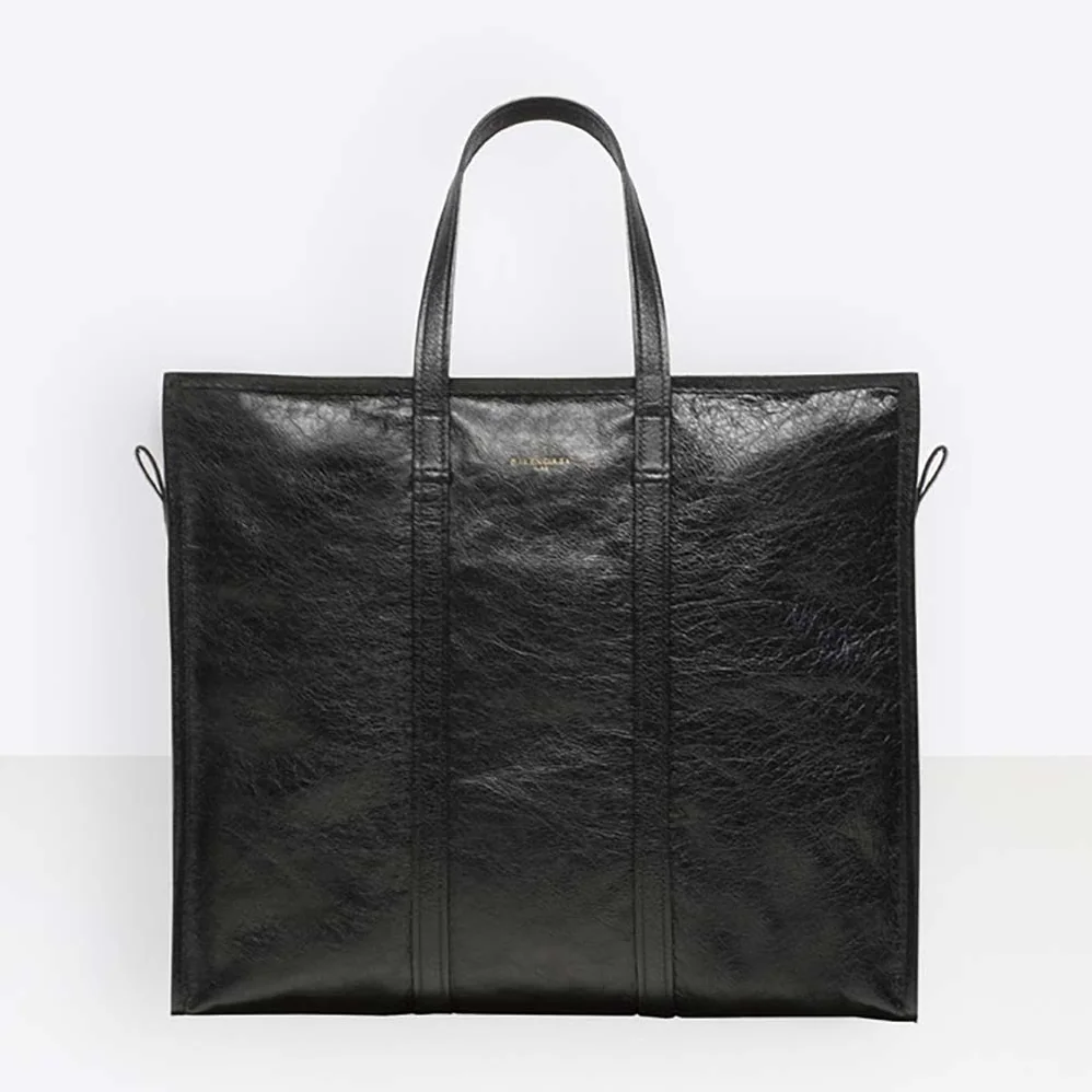 Balenciaga Bazar Large Lambskin Shopping Bag for Women in Black