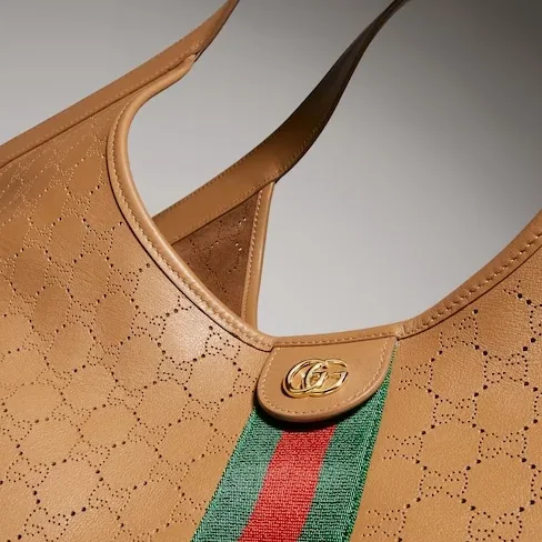 Gucci Giglio Large Tote Bag in Dark Beige Gold Hardware