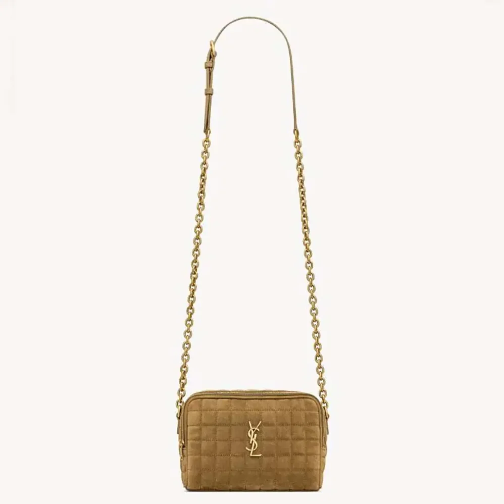 Saint Laurent YSL Cassandre Matelassé Carré Camera Bag in Suede for Women