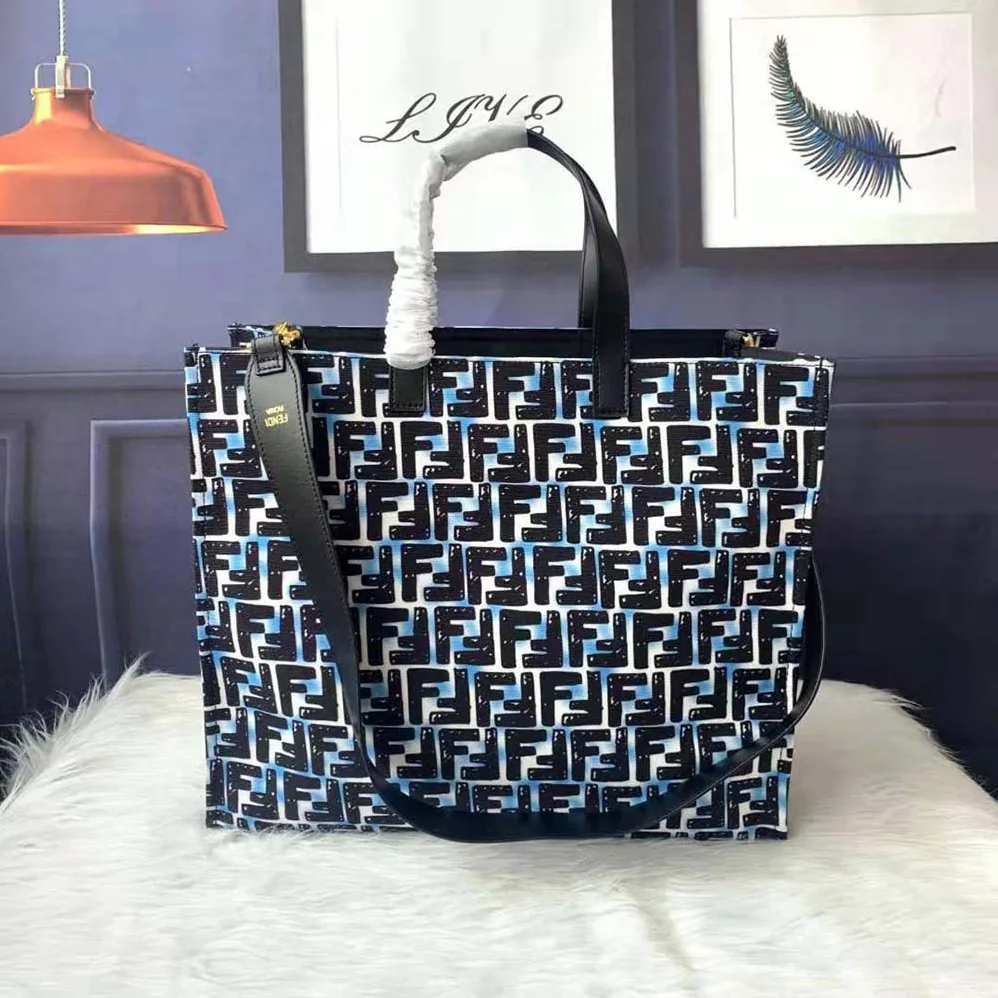 Fendi Shopper Glazed Canvas FF Bag for Women