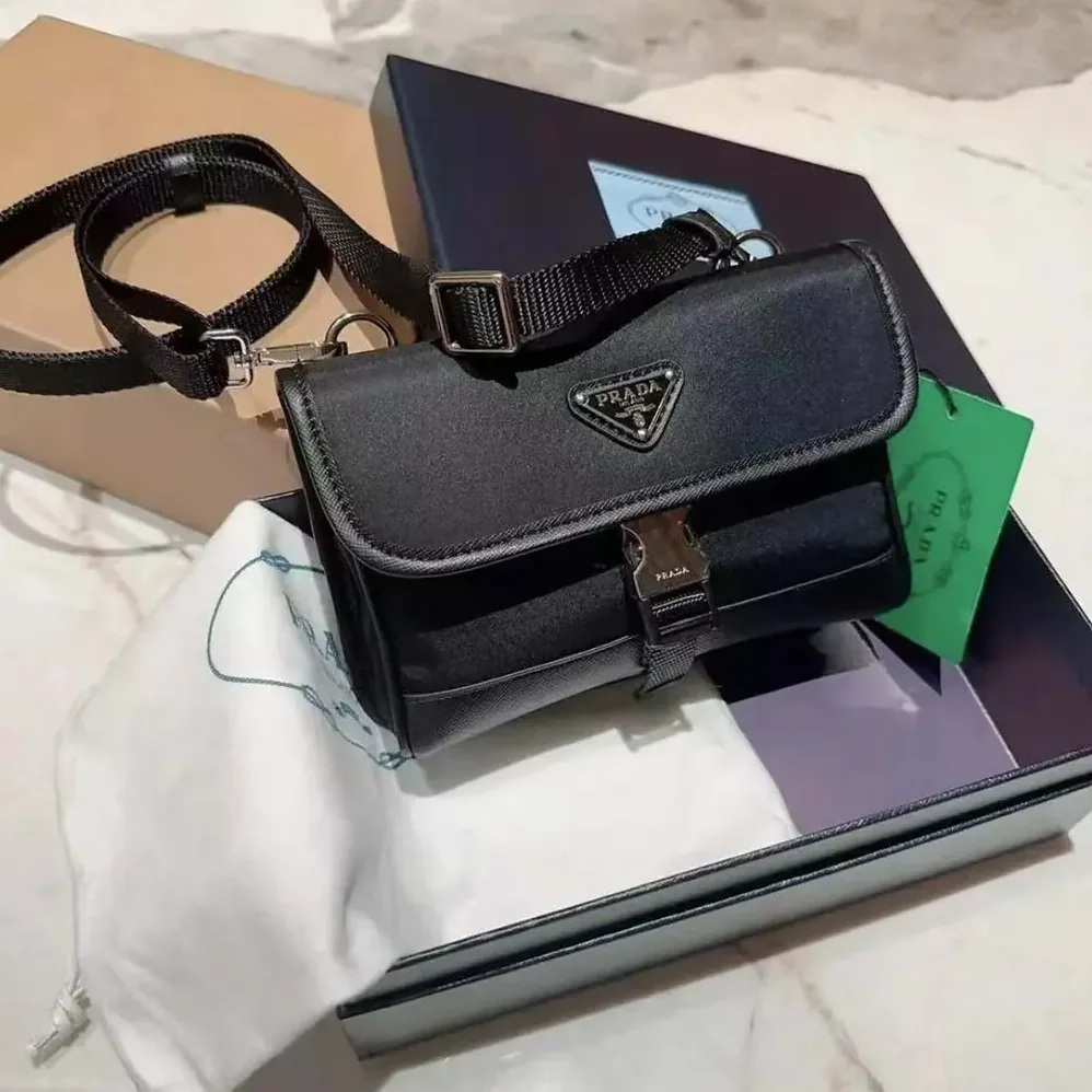 Prada Re-Nylon and Saffiano Shoulder Bag for Unisex in Black Prada Re-Nylon and Saffiano Shoulder Bag for Unisex in Black