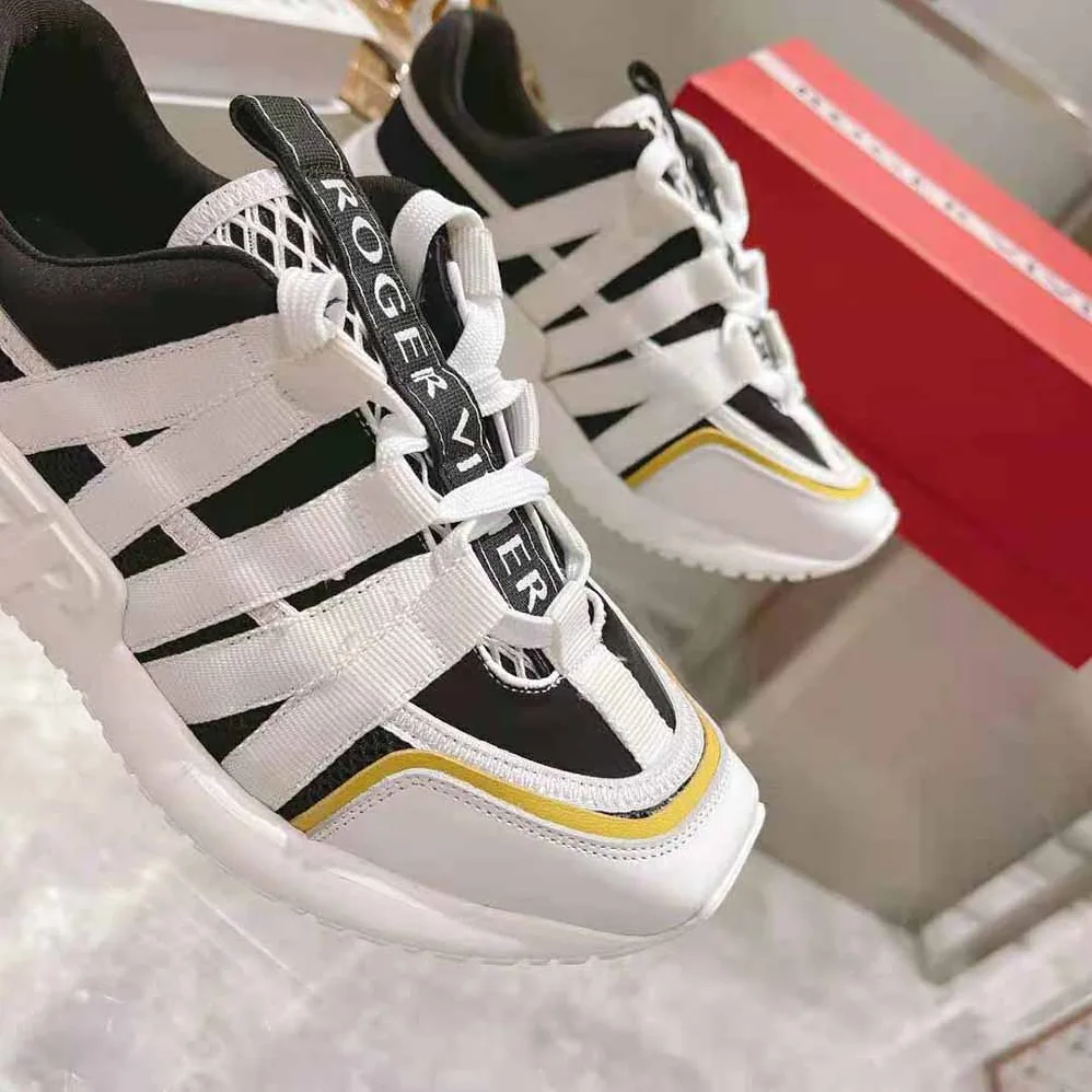 Roger Vivier Viv Go Lace Up Sneakers in Technical Fabrics for Women in Black