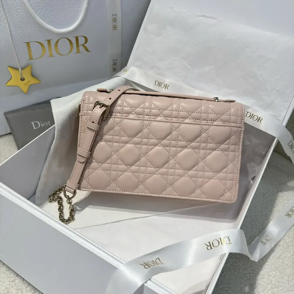 Dior My Dior Top Handle Bag Pink Cannage Lambskin for Women